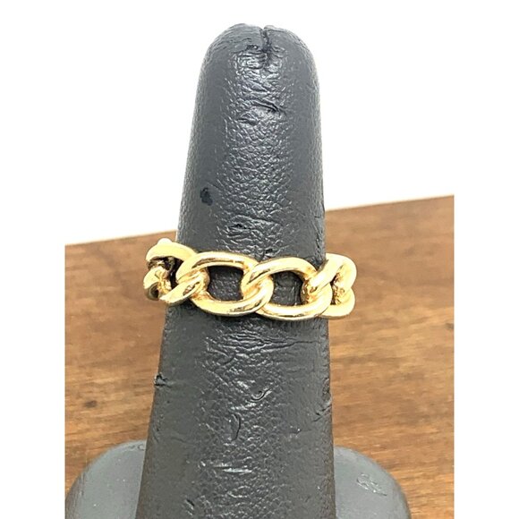 Wedding Band 14k Yellow Gold Ring 6.5mm Wide Curb Chain Estate Jewelry Size 6.5 - Picture 8 of 15